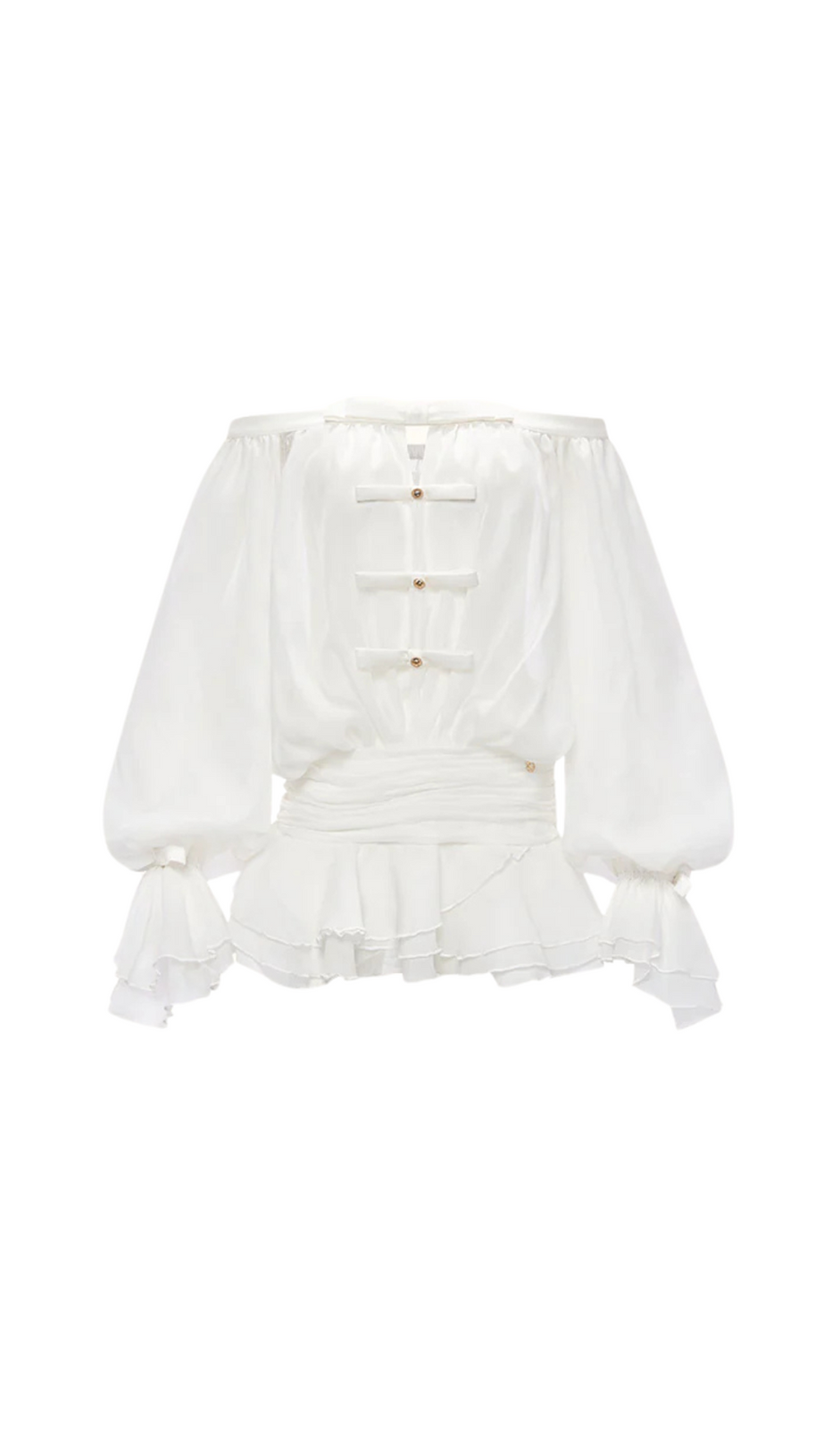PUFF SLEEVE STRAPLESS MINI DRESS IN PEARL WHITE