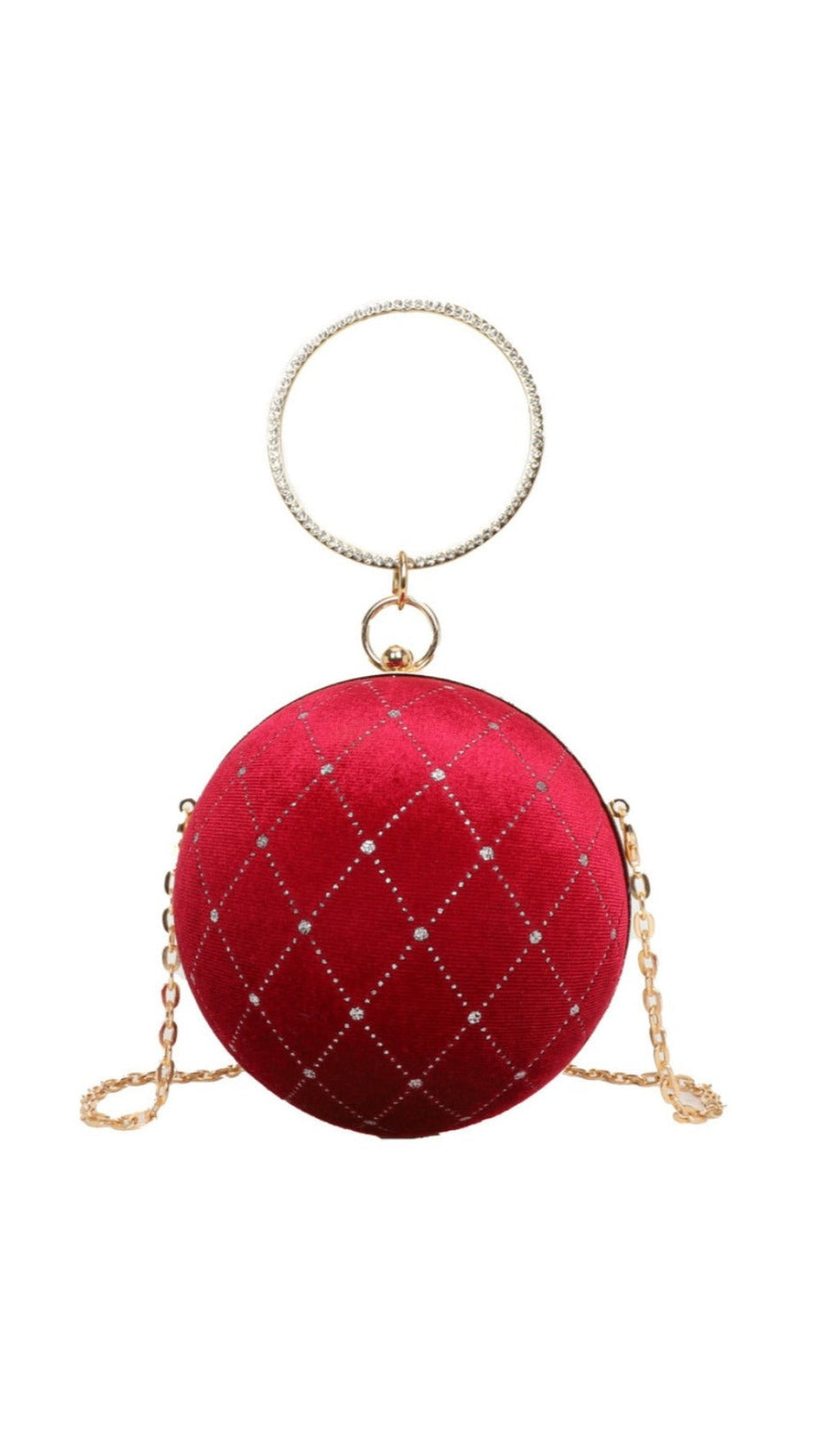 CIRCLE RHINESTONE VELVET CLUTCH
