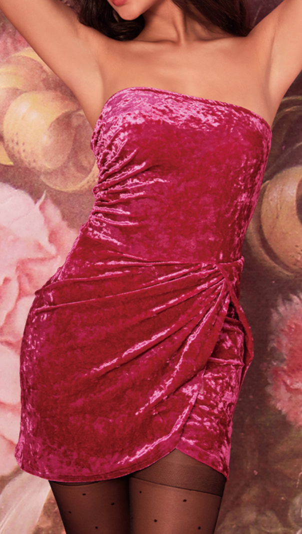 AIIZIE VELVET STRAPLESS MINI DRESS - product image