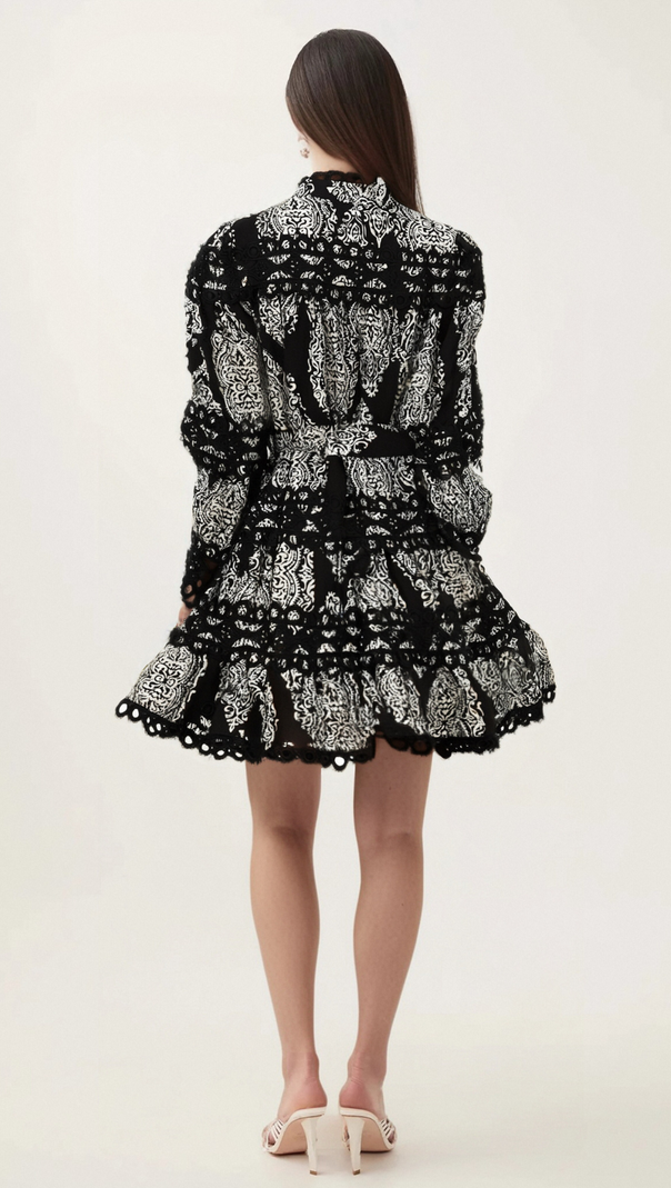 AIIZIE BÉRENGÈRE BLACK PATTERN-PRINT MINI DRESS - product image