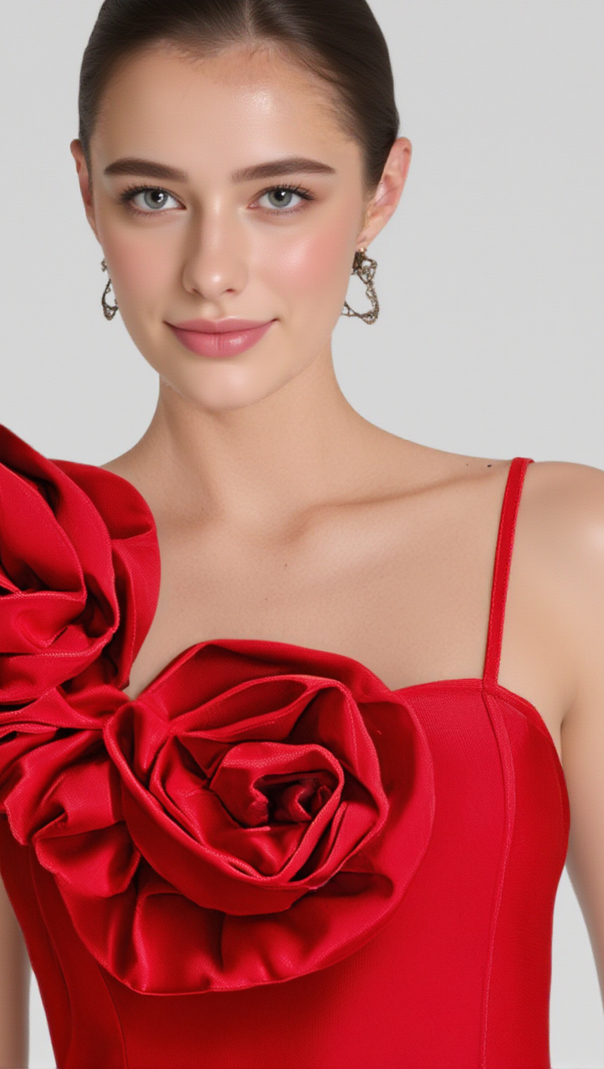 AIIZIE HUGE FLOWERS BANDAGE MIDI DRESS - product image