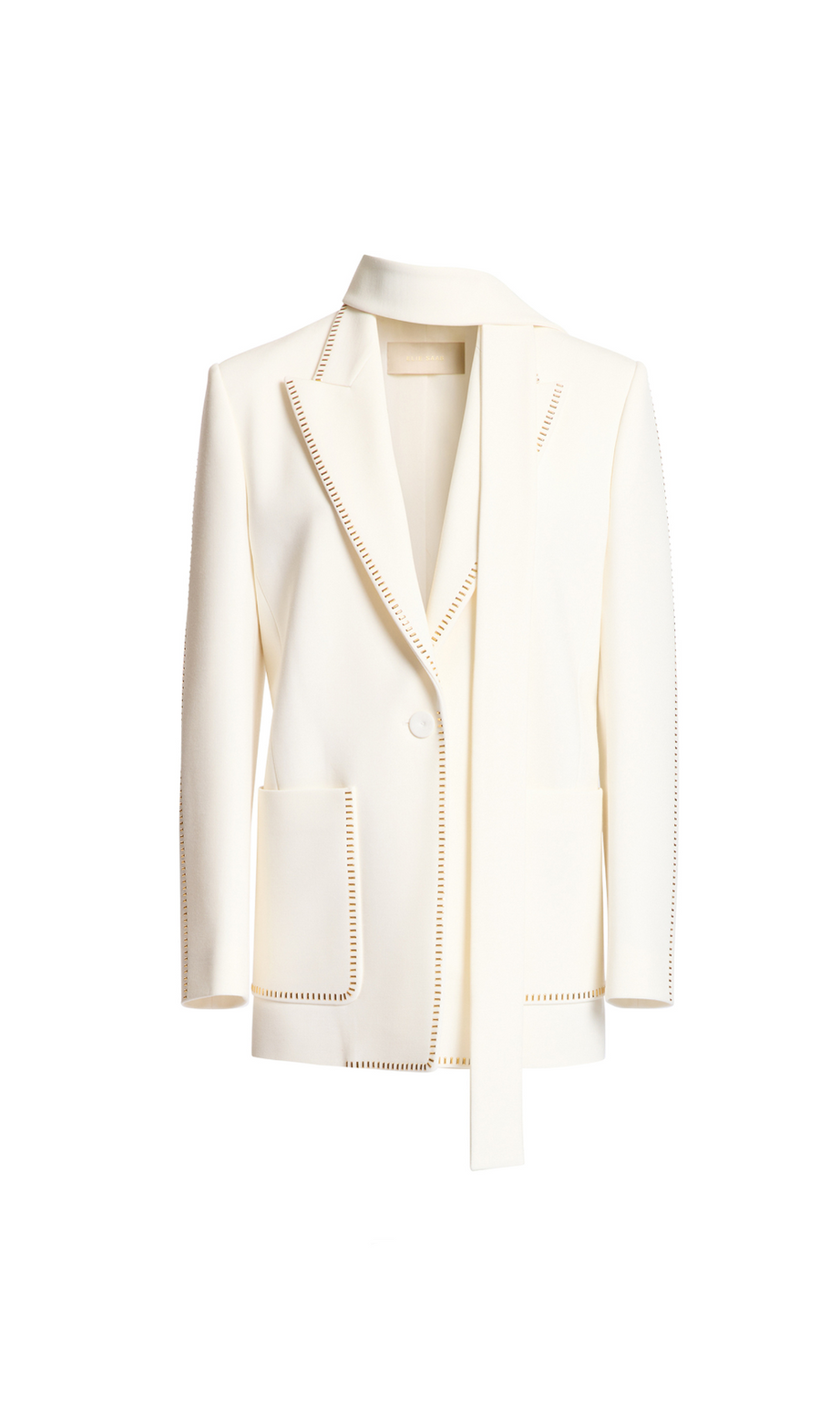 SET BLAZER IN CREPE DI LANA CON DETTAGLI E SCIARPA BIANCA DEBORAH