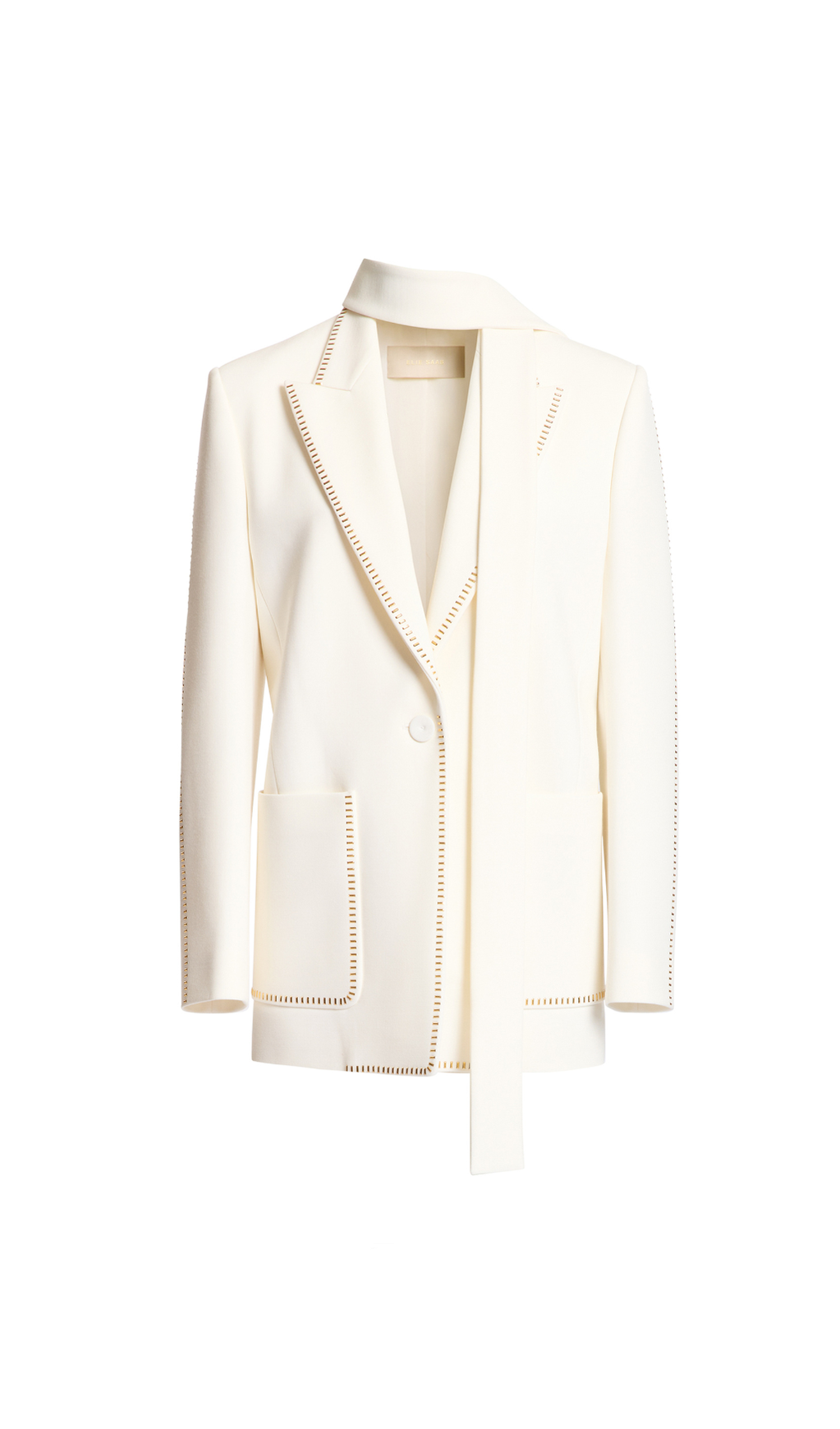 DEBORAH WHITE SCARF-DETAILED WOOL CREPE BLAZER SET