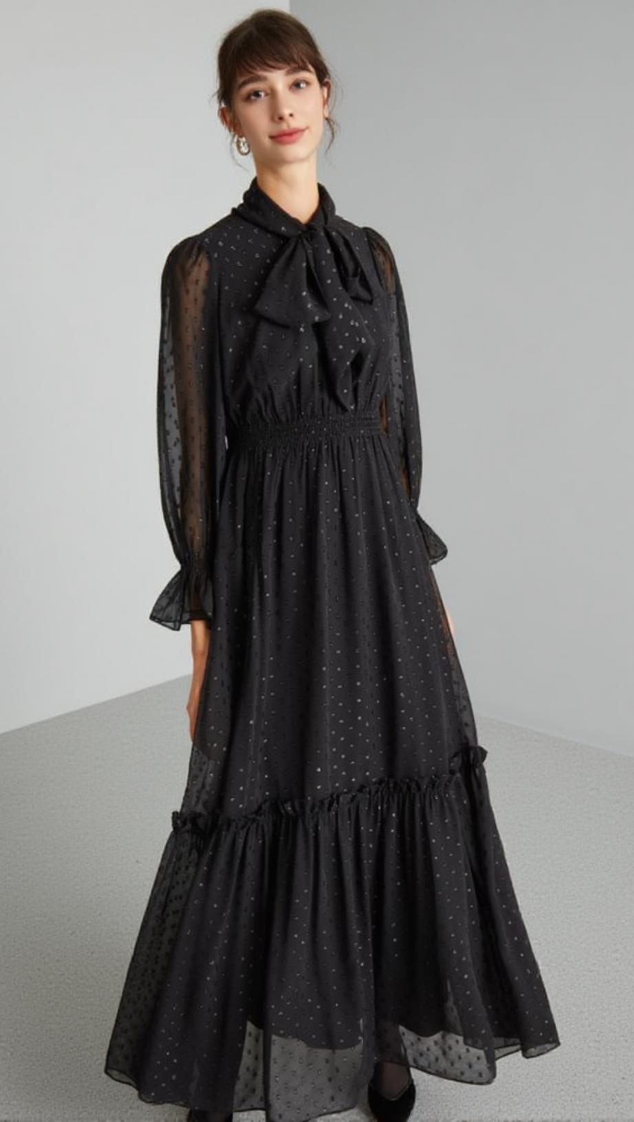 FOULARD-EMBELLISHED DRESS