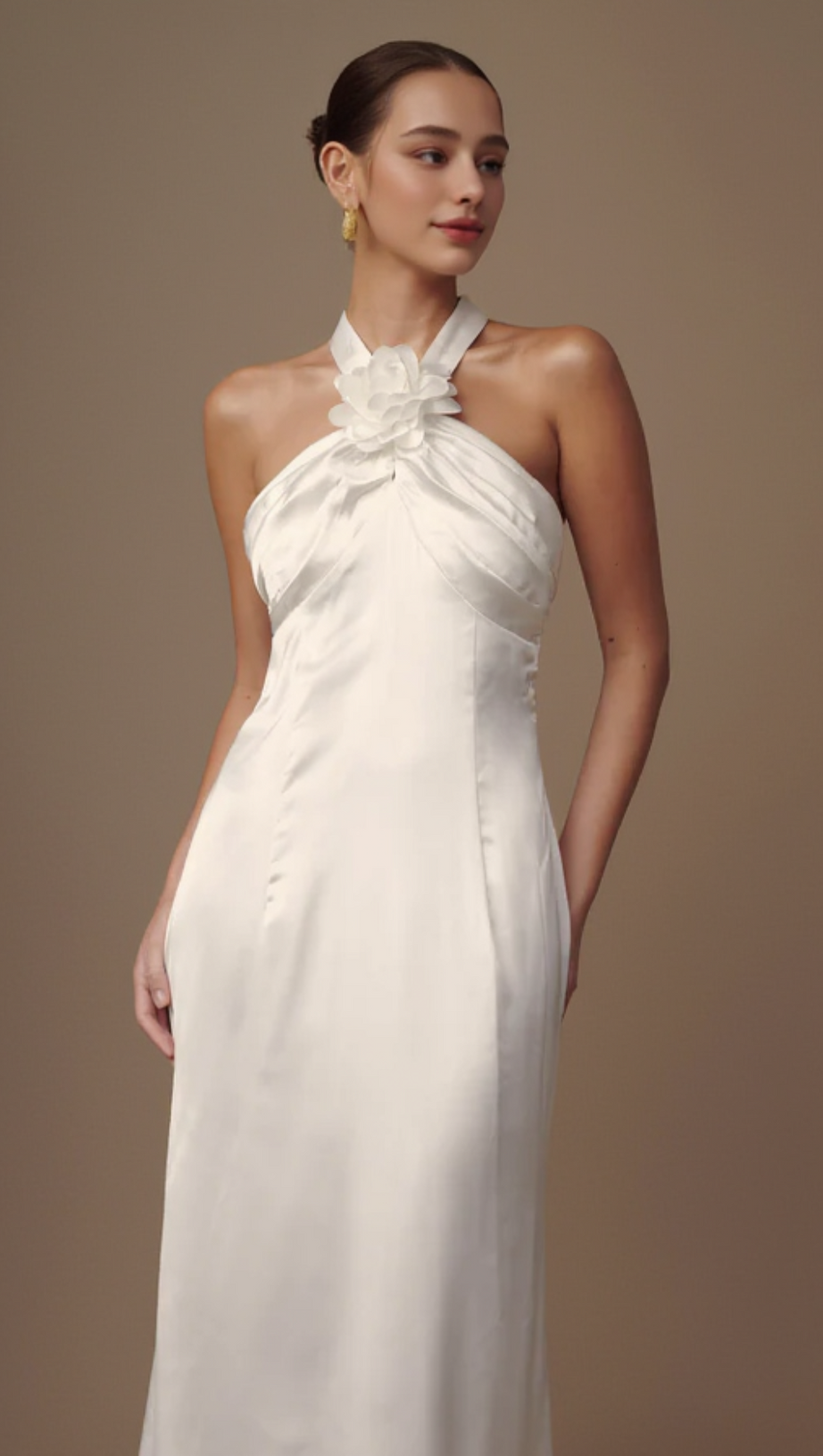 DYLAN ROSE HALTER MAXI DRESS IN WHITE