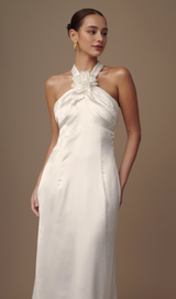 Dylan Rose Halter Maxi Dress in White