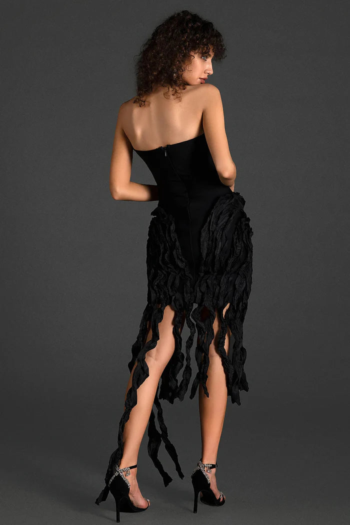 AIIZIE OFF SHOULDER PLEAT RUFFLE DRESS - product image