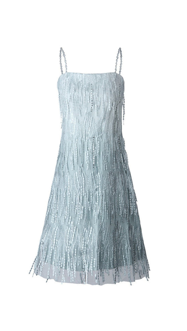 AIIZIE DIAMOND EMBELLISHED MINI DRESS IN BLUE - product image