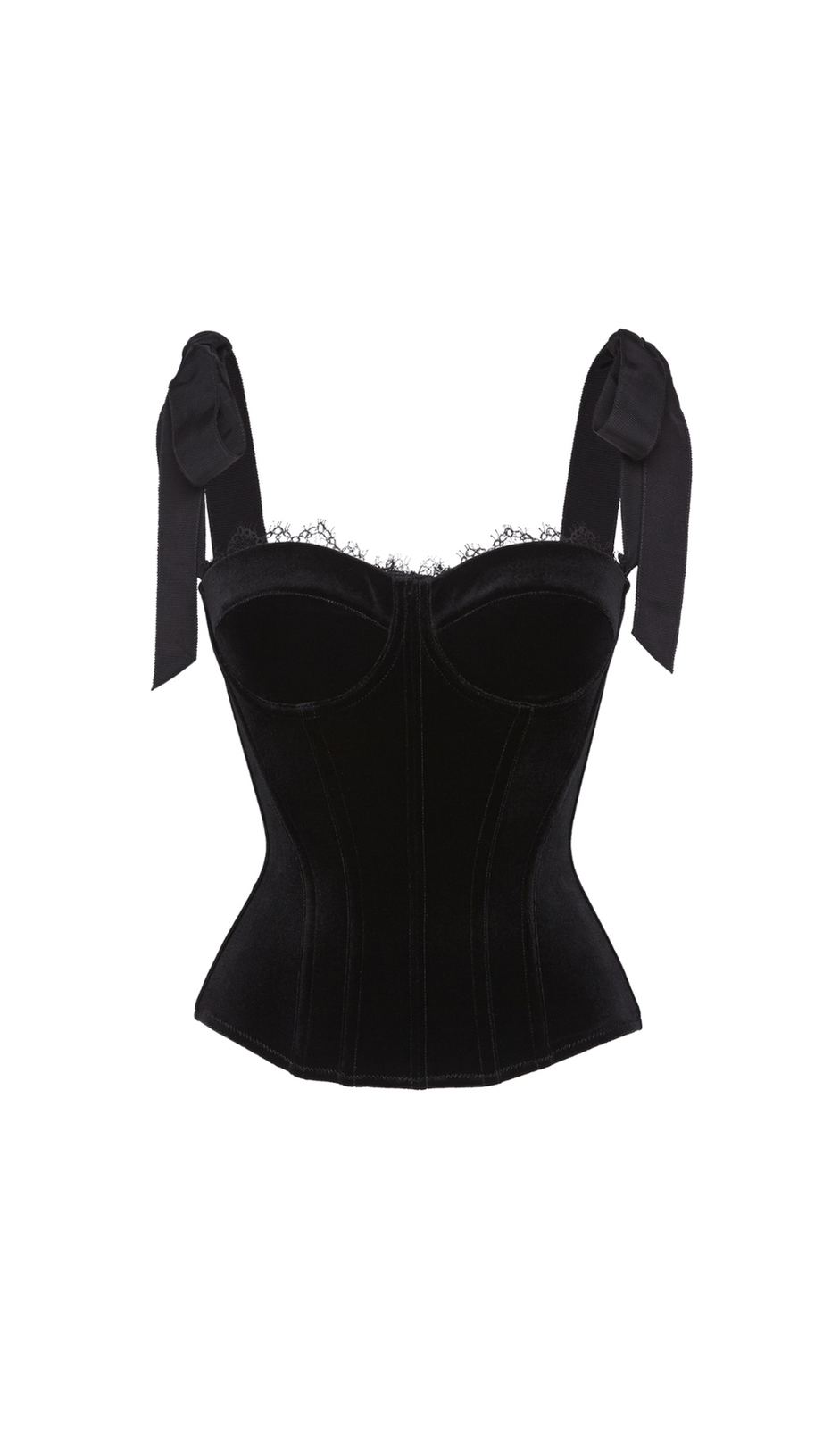 CORA BLACK VELVET BUSTIER CORSET GROSGRAIN MINI DRESS SUIT
