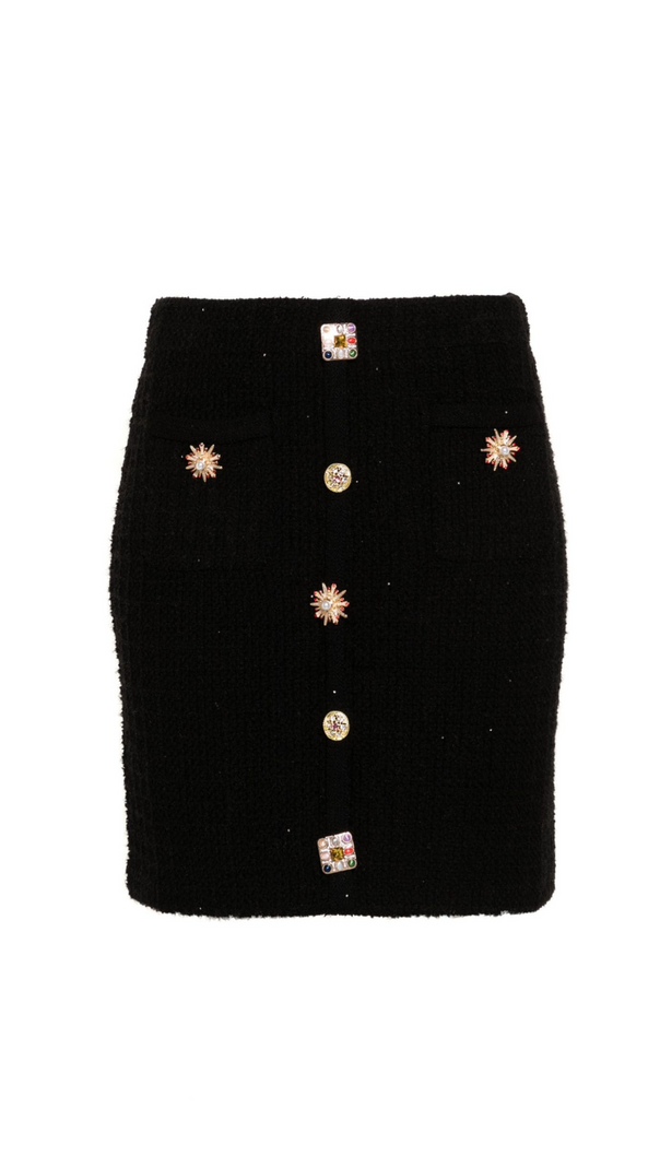 AIIZIE JEWEL BUTTONS KNITTED MINI SKIRT IN BLACK - product image