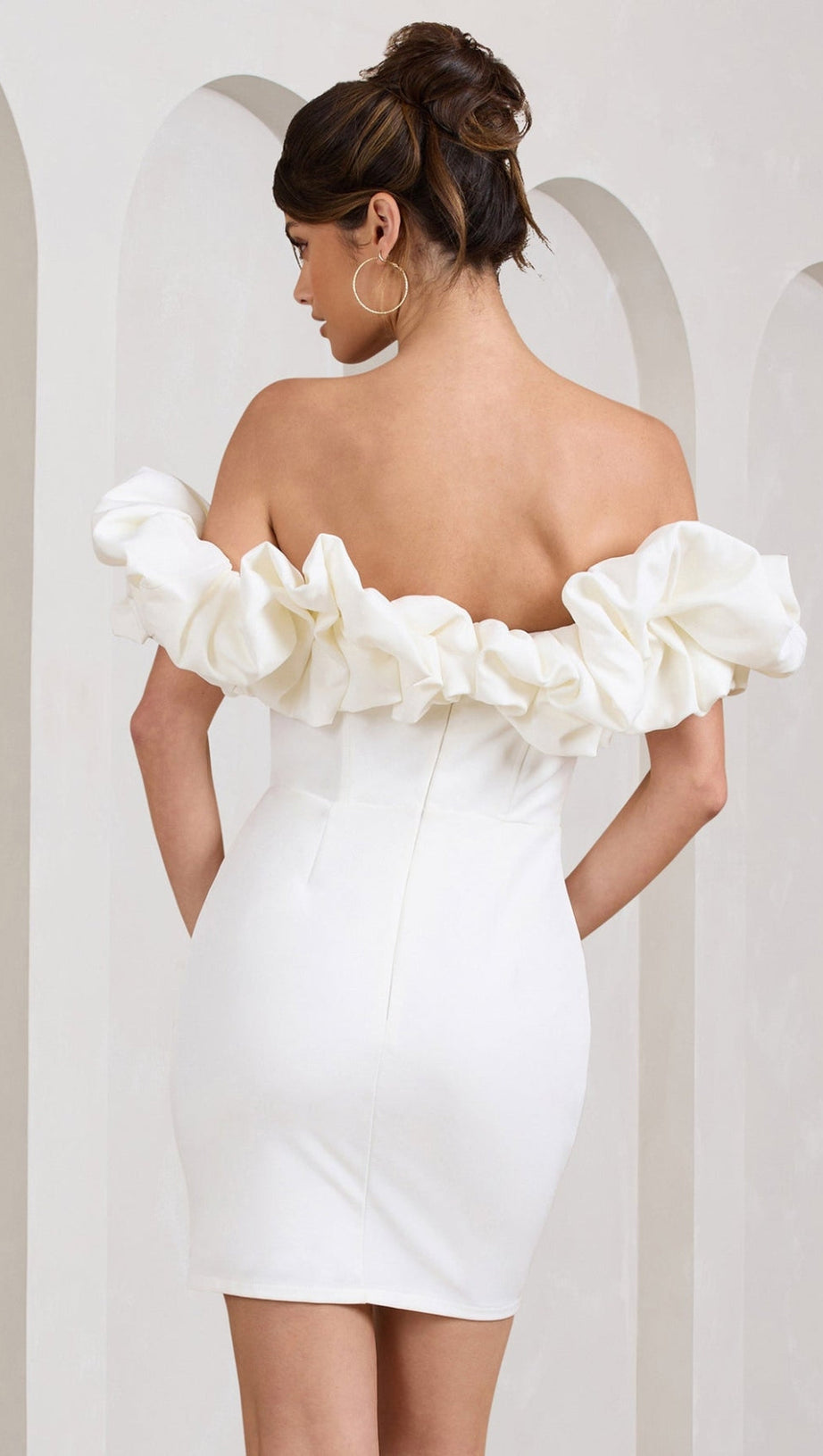 SATIN RUFFLE STRAPLESS DRESS