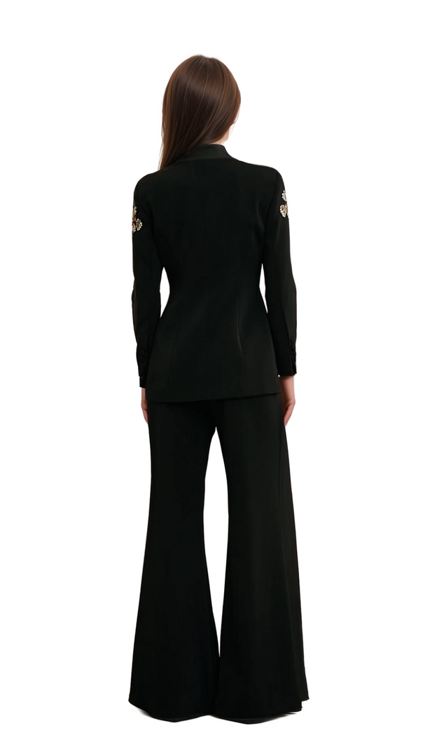 AIIZIE DELPHINE BLACK EMBELLISHED JACKET & TROUSERS MATCHING SET - product image