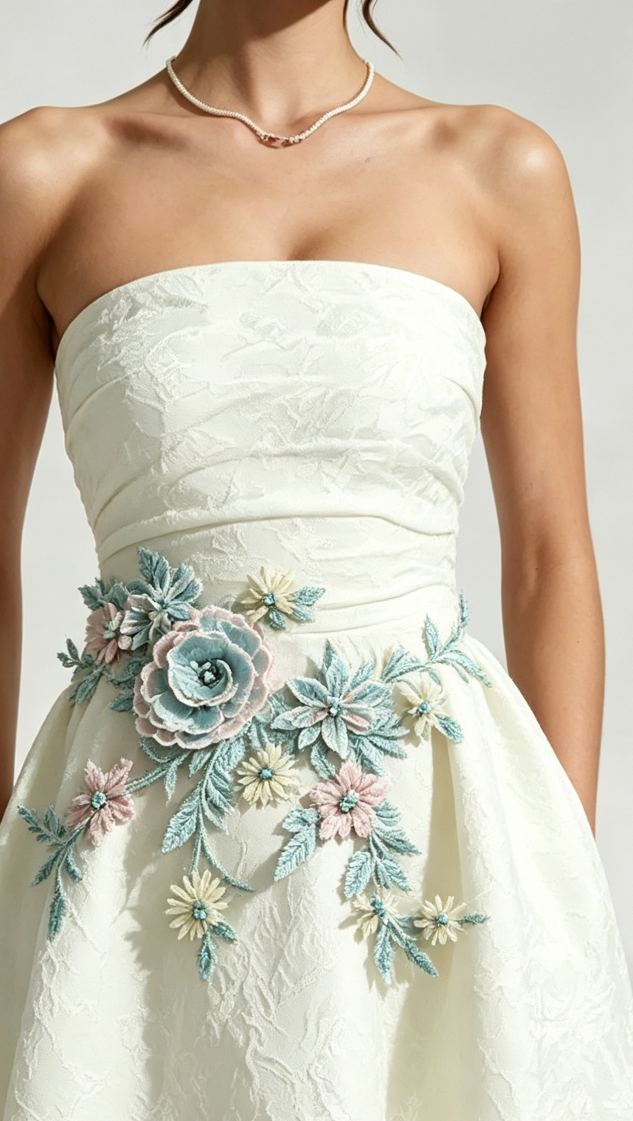Lace Embroidery Saoirse Midi Dress - Ivory