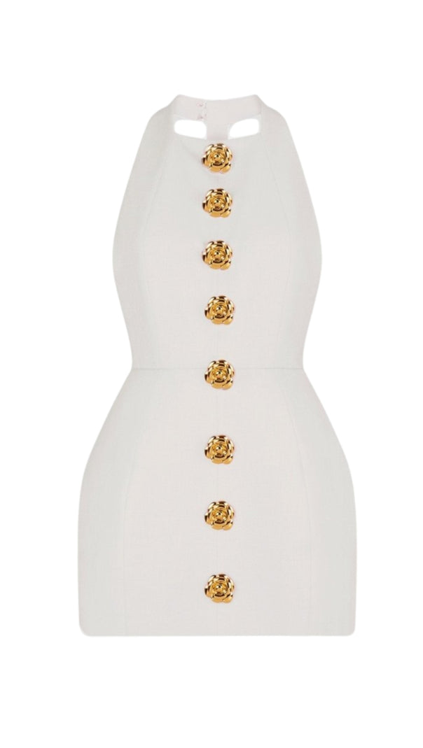 AIIZIE RITA HALTER BACKLESS MINI DRESS IN WHITE - product image