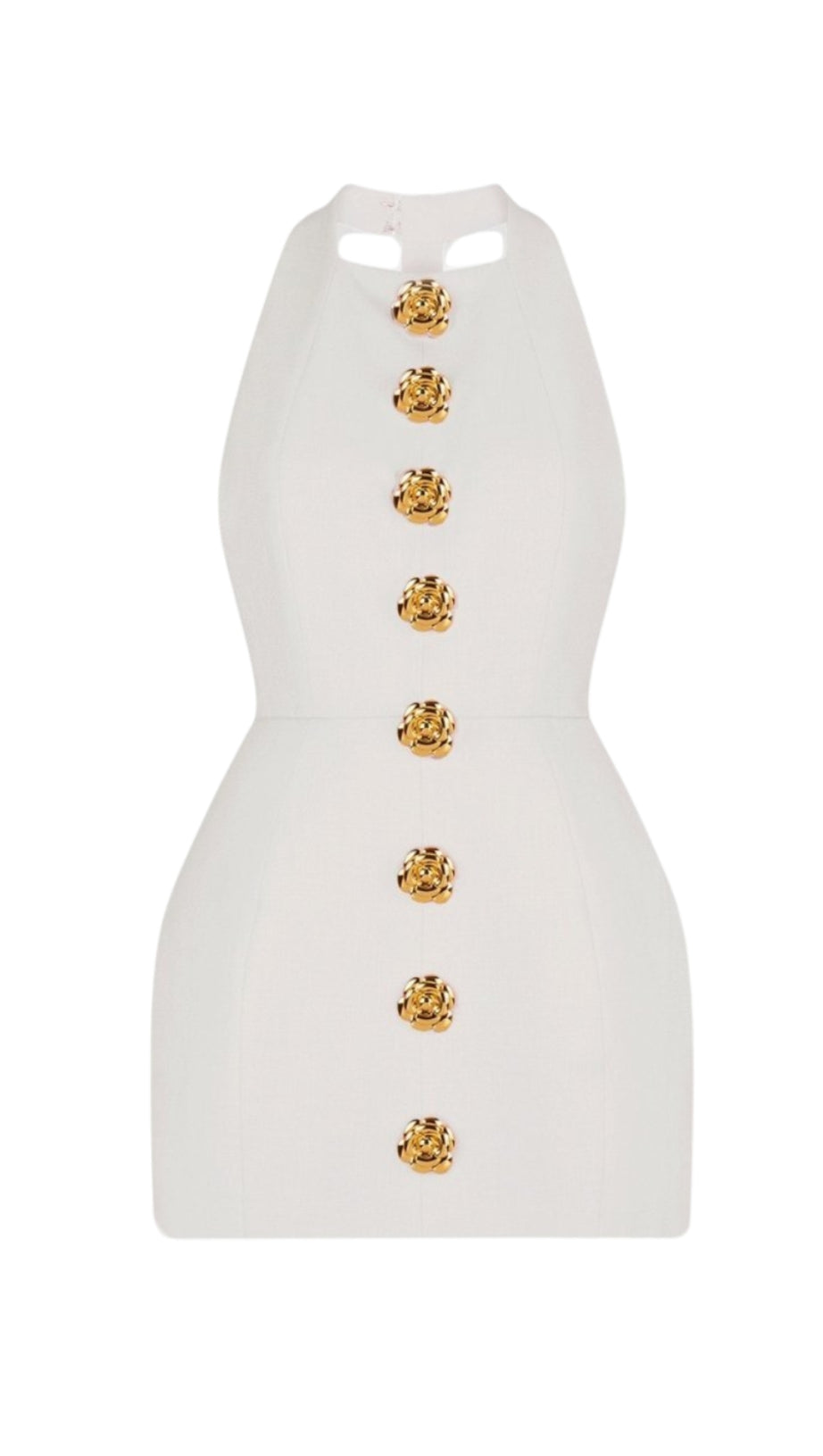 Rita Mini abito bianco con schiena scoperta e scollo all'americana