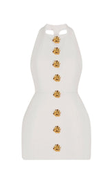 rita Halter Backless Mini Dress in white