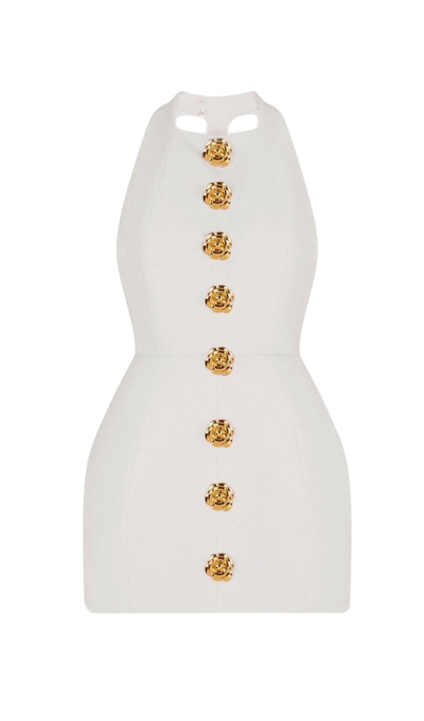 rita Halter Backless Mini Dress in white