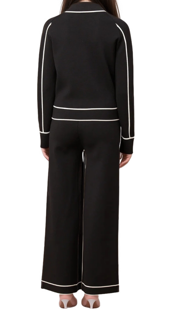 AIIZIE AMITY SEVEN-BUTTON BLACK PIPED-TRIM JACKET - product image