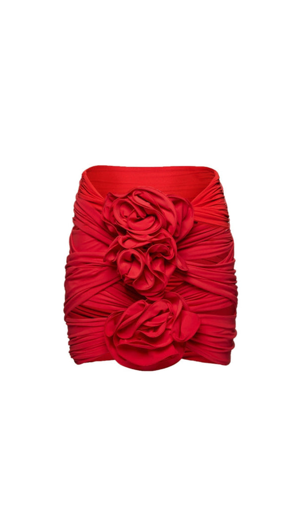 AIIZIE RED 3D FLOWER ONE PIECE SWIMSUIT AND SKIRT - product image