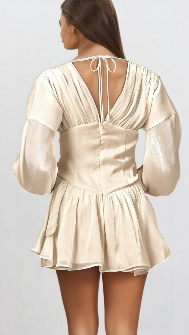 AIIZIE LINA WHITE BOWKNOT GLITTER-DETAIL MINI DRESS - product image