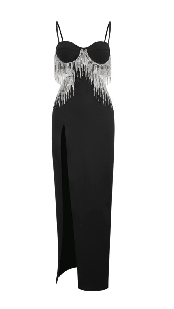 AIIZIE CRYSTAL MAXI DRESS IN BLACK - product image