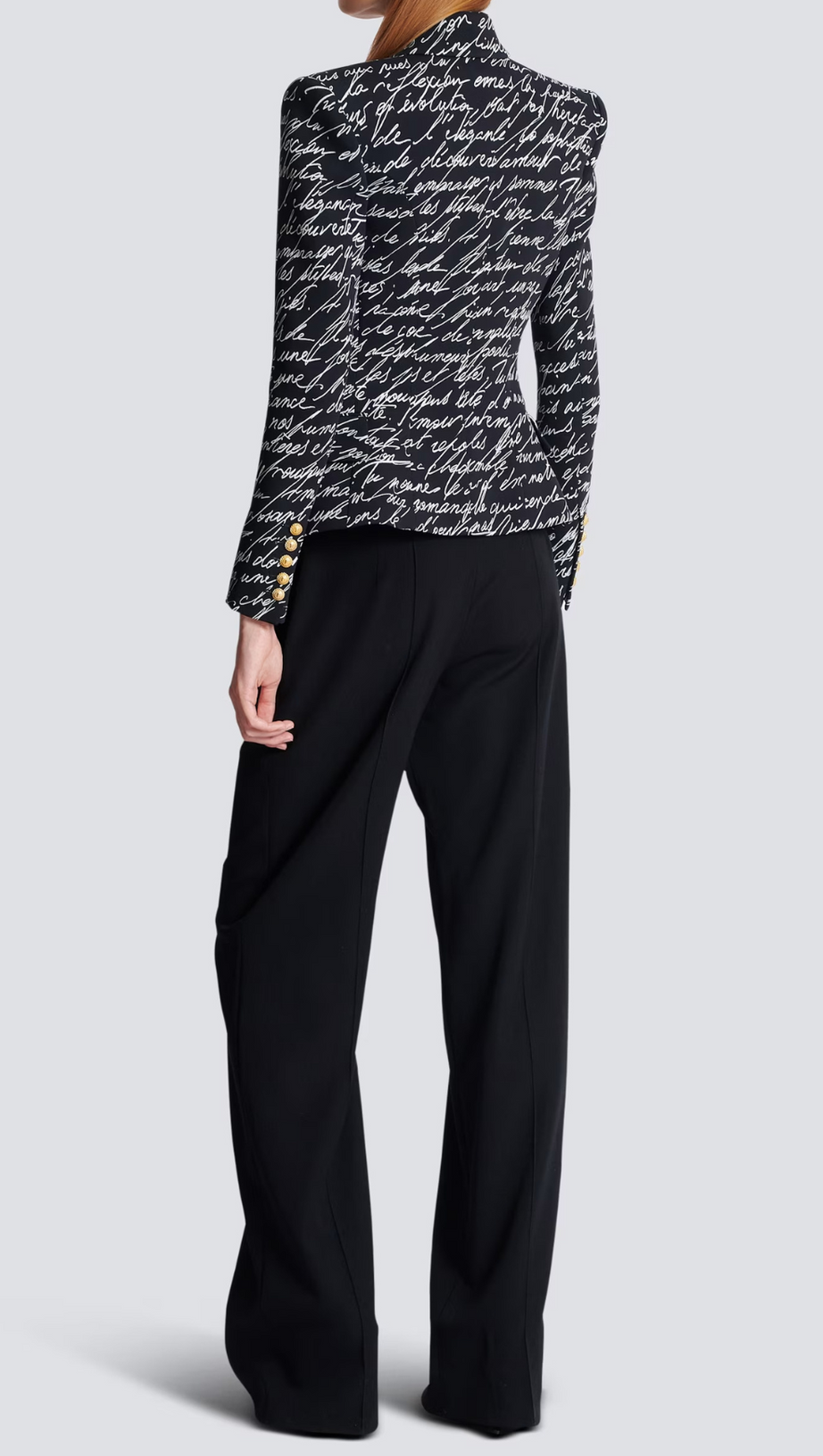 ALPHABET PATTERN BLACK JACKET WITH SINGLE BUTTON