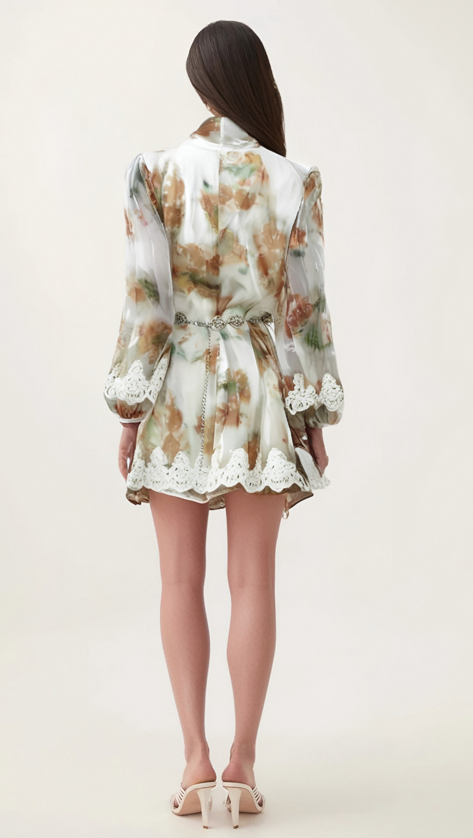 DELPHINE FAUX-PEARL EMBELLISHED MINI DRESS IN NEUTRALS