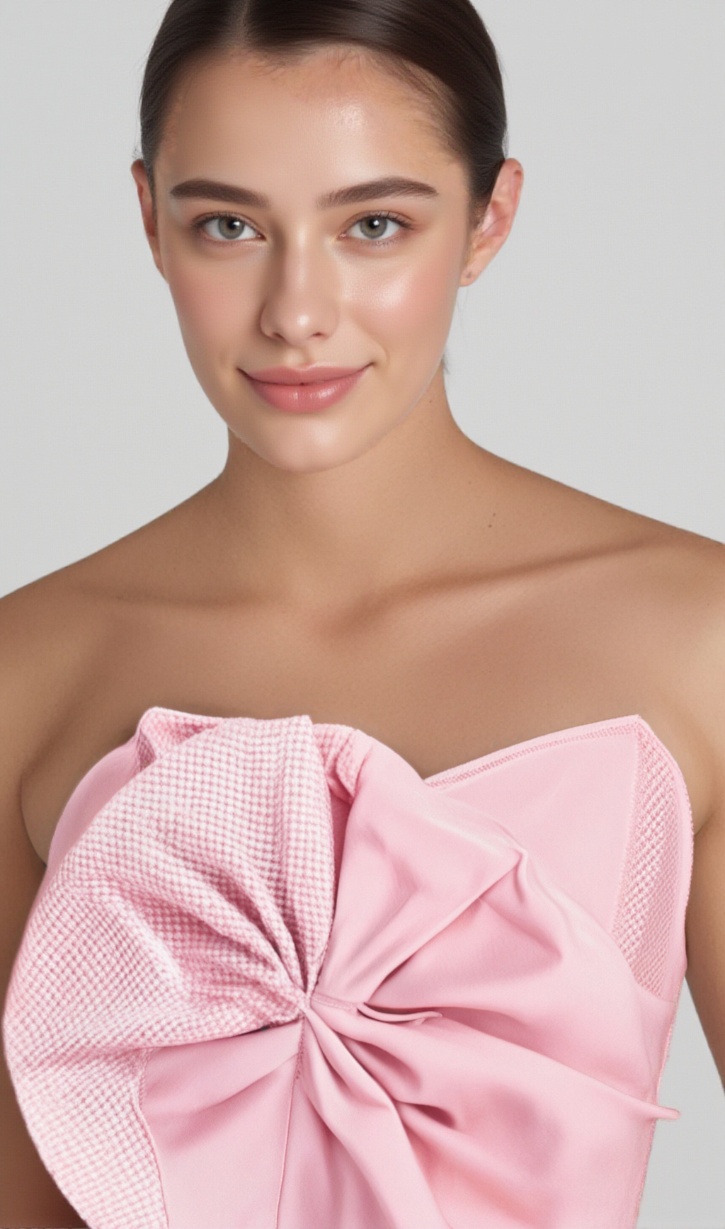 AIIZIE ANNABELLE BOWKNOT BANDAGE BUSTIER MIDI DRESS IN PINK - product image