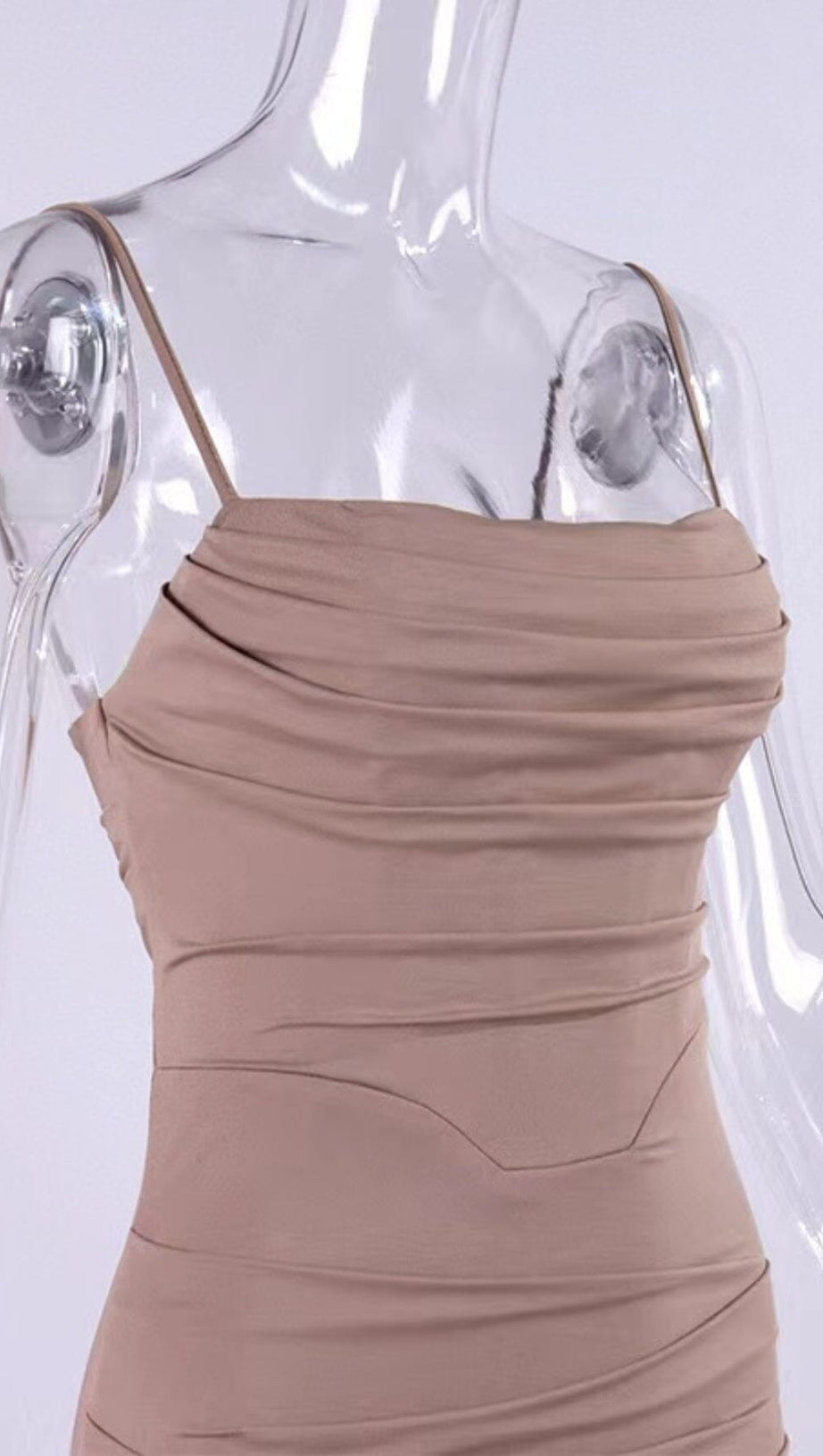 JERSEY CORSET MAXI DRESS IN ALMOND