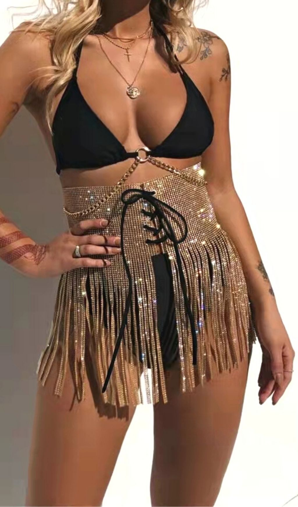 MINIGONNA CON PAILLETTES E CRISTALLI