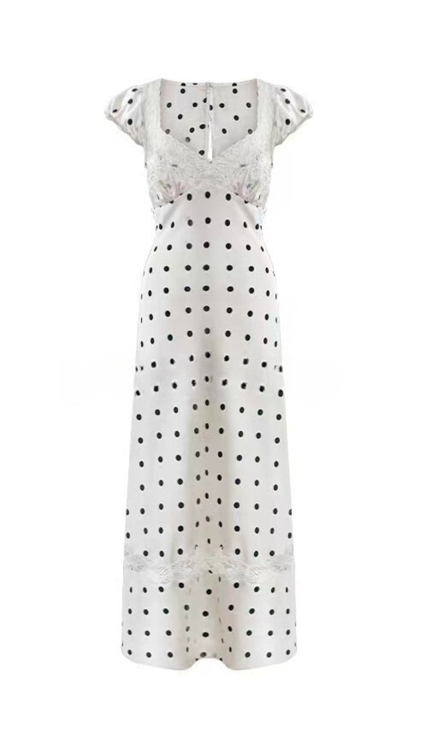 AIIZIE BUTTERFLY EMBELLISHED POLKA DOT CUTOUT MAXI DRESS - product image