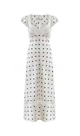 BUTTERFLY EMBELLISHED POLKA DOT CUTOUT MAXI DRESS