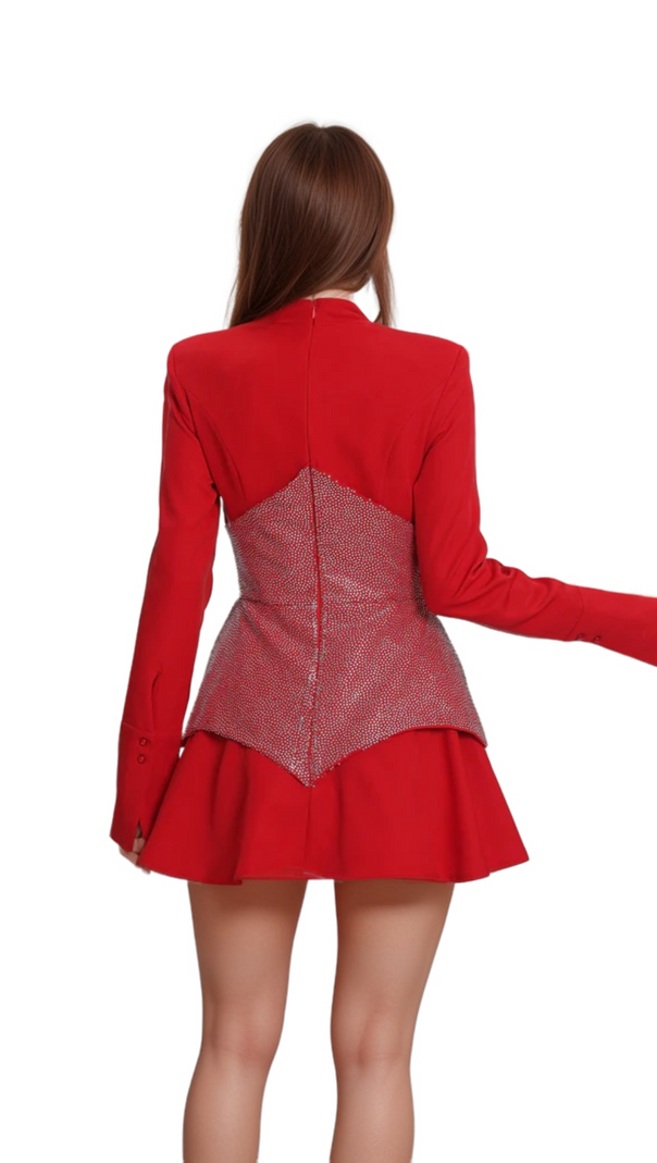AIIZIE ATALANTA KEILANI RED LONG SLEEVE MINI BODYSUIT - product image