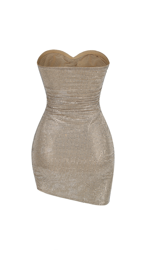 AIIZIE OFF-SHOULDER CRYSTAL-EMBELLISHED MINI DRESS IN SILVER - product image