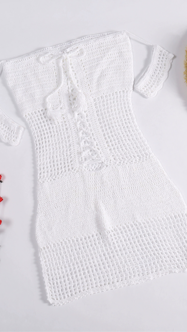 AIIZIE OFF SHOULDER WEAVE MINI DRESS - product image