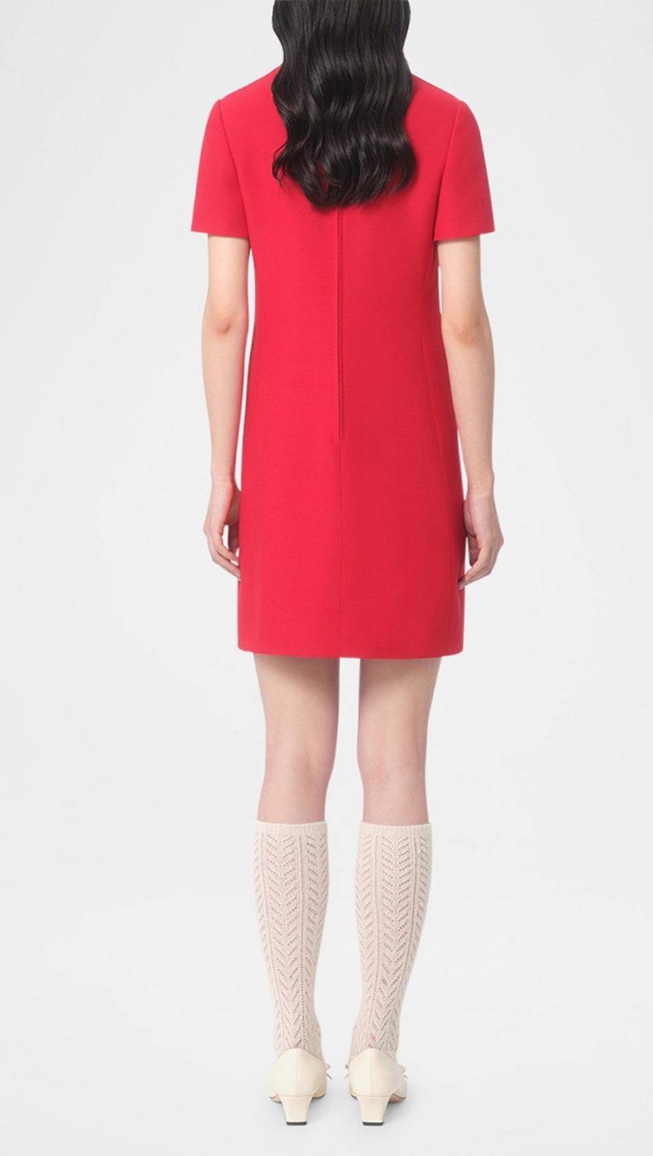 CREPE COUTURE BOW MINI DRESS IN RED