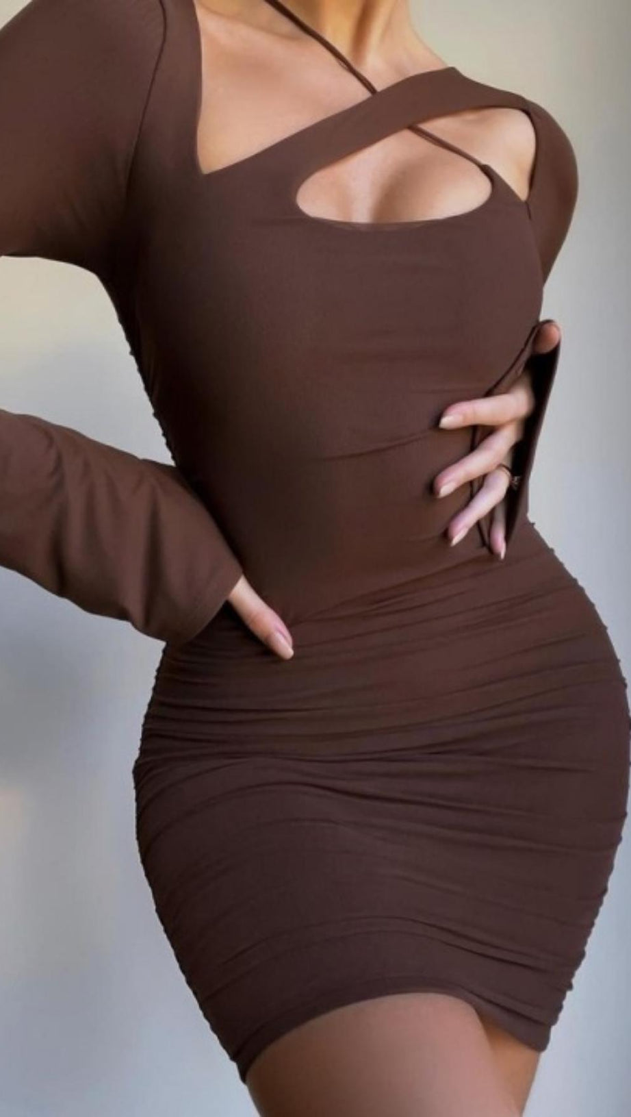 LONG SLEEVES MESH MINI DRESS