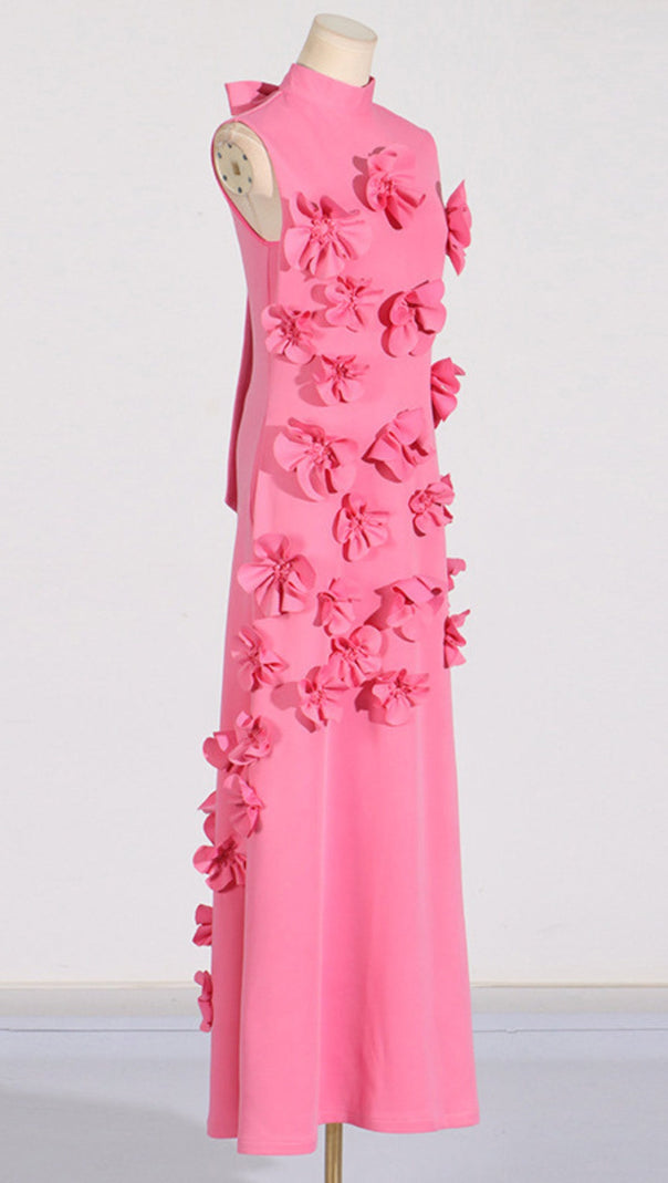 AIIZIE ANNONA PINK FLOWER EMBELLISHED MAXI DRESS - product image