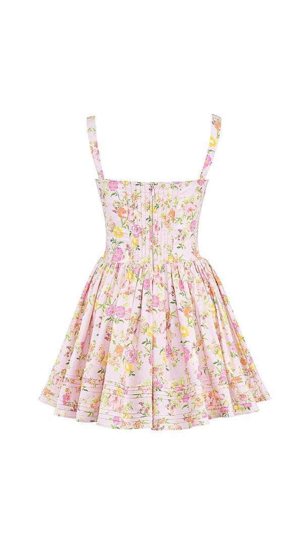 FLORAL PRINTED COTTON MINI DRESS