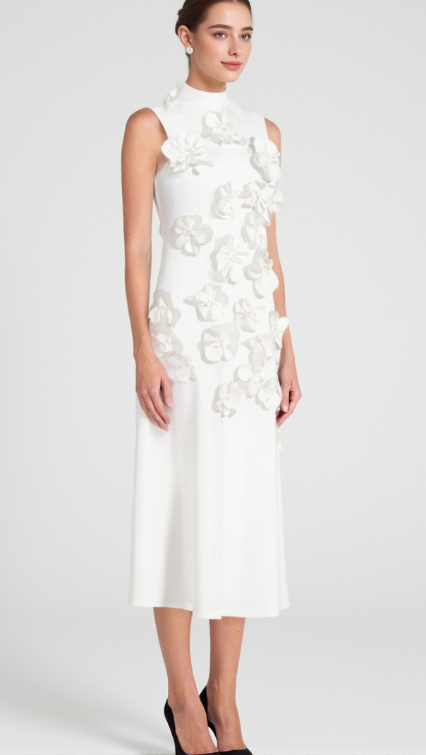 AIIZIE ANNONA WHITE FLOWER EMBELLISHED MAXI DRESS - product image