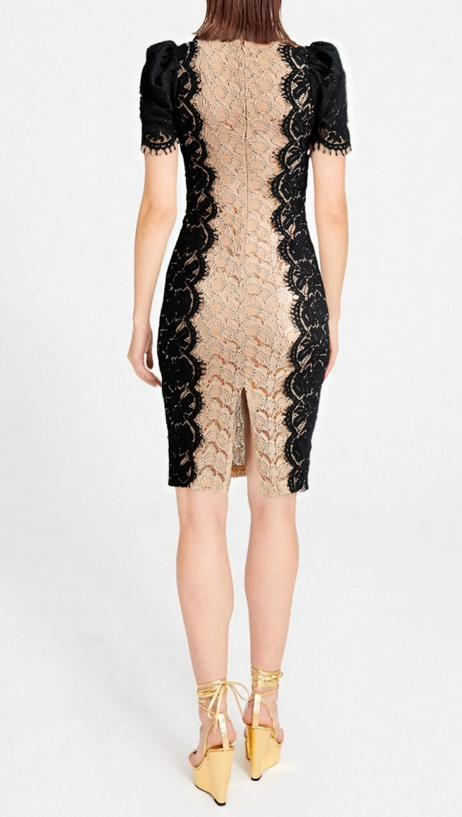 MIXED COLORS LACE FITTED MINI DRESS