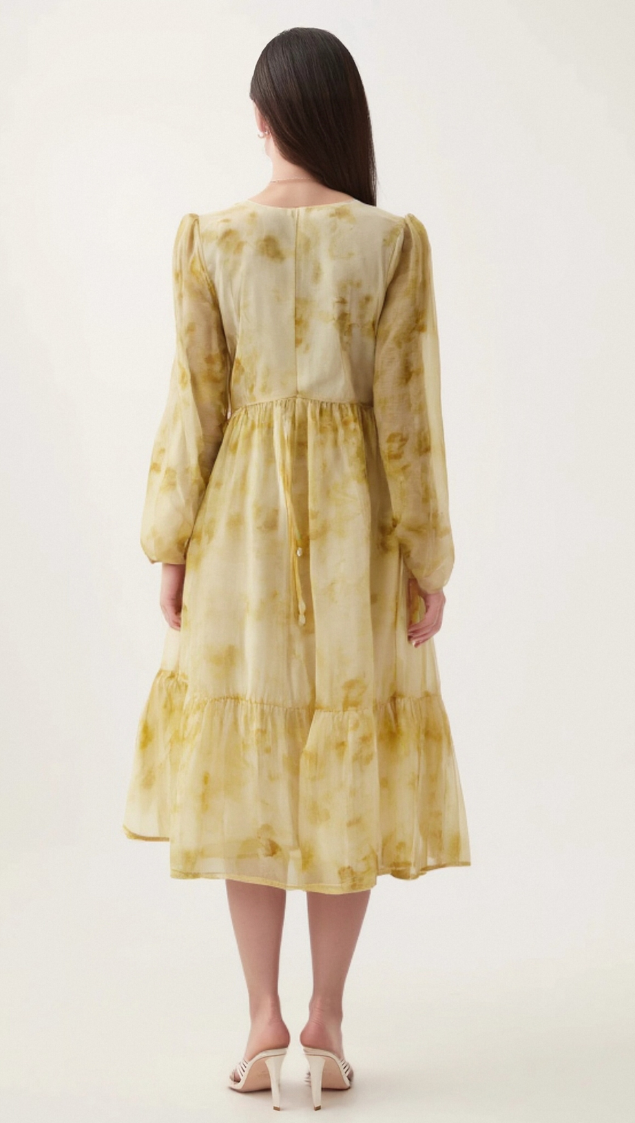 VANESSA SHELL-EMBELLISHED TIE-DYE MIDI DRESS