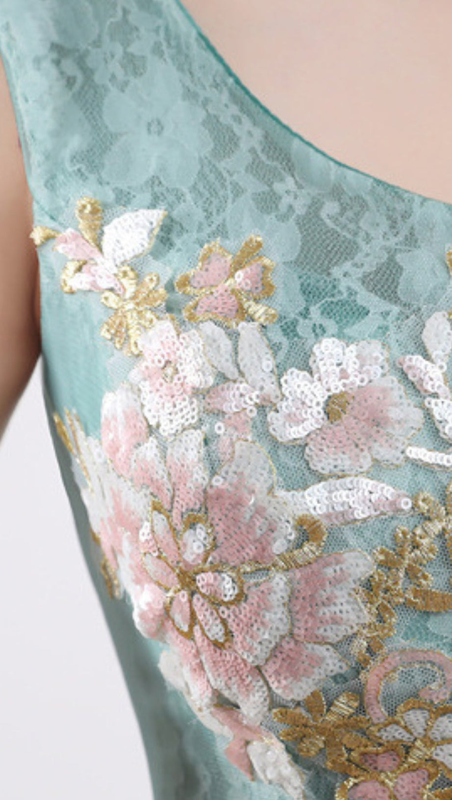 ANEKO BLUMEN-PAILLETTEN-MINIKLEID IN GRÜN