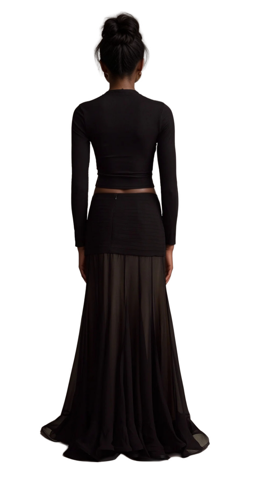 ANAÏS BLACK OPEN-FRONT GATHERED TOP