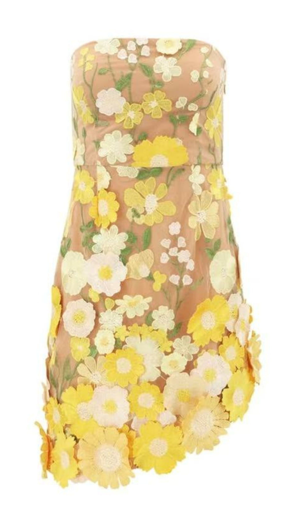ABITO CORTO CON TOP A TUBINO FLOREALE MORBIDO GIALLO