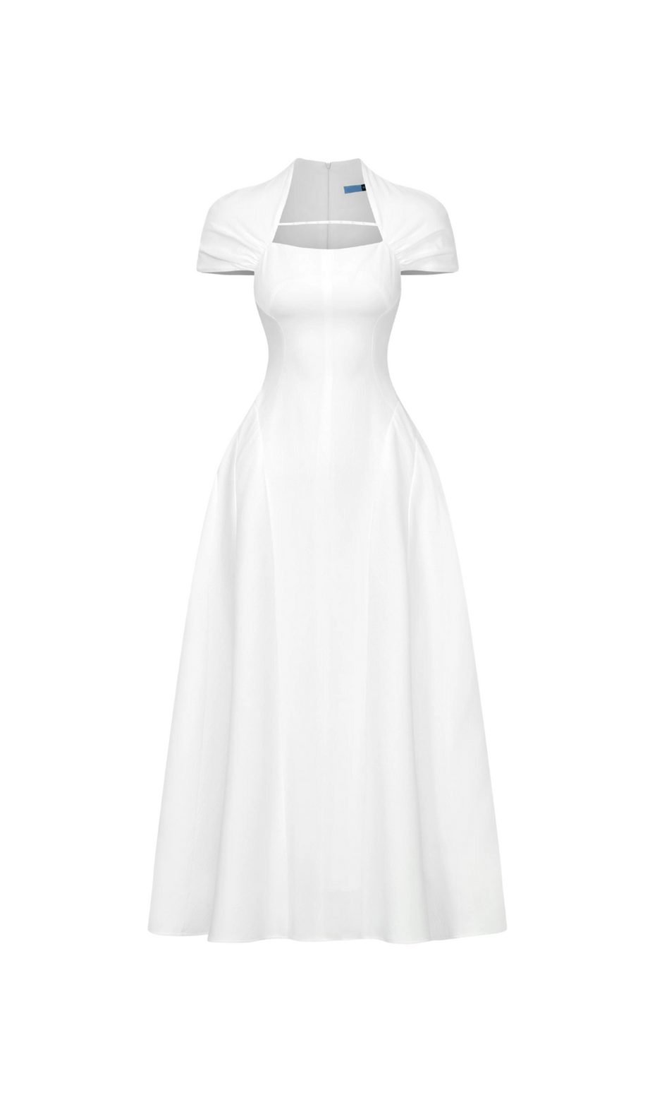 MYRNA SQUARE NECKLINE A-LINE MIDI DRESS IN WHITE