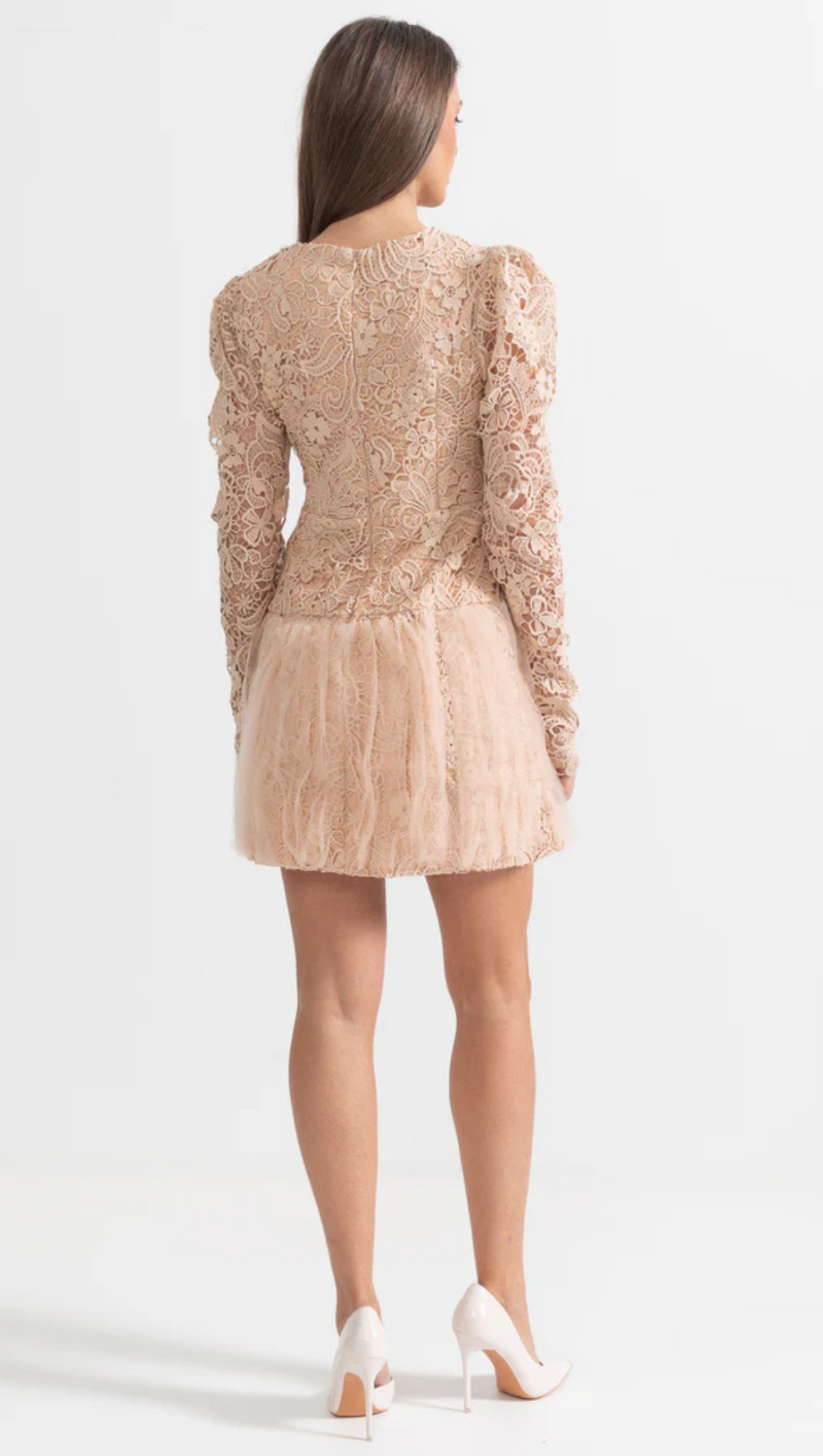 LACE EMBROIDERY MINI DRESS