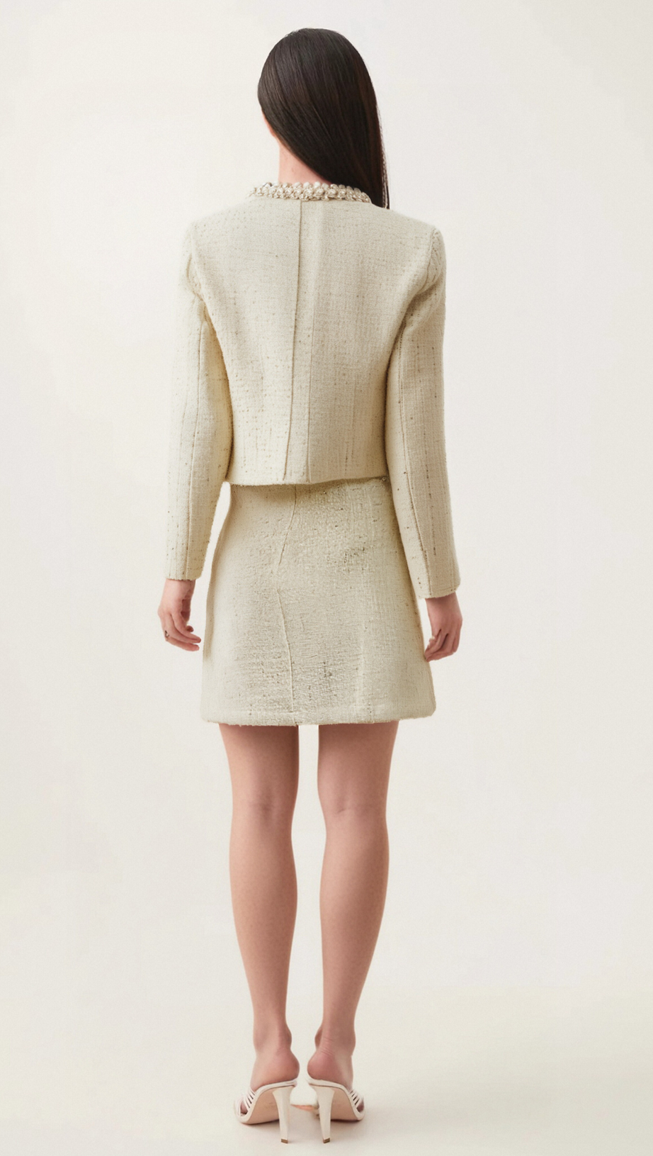 Completo coordinato giacca e gonna asimmetrica con perle finte Manon