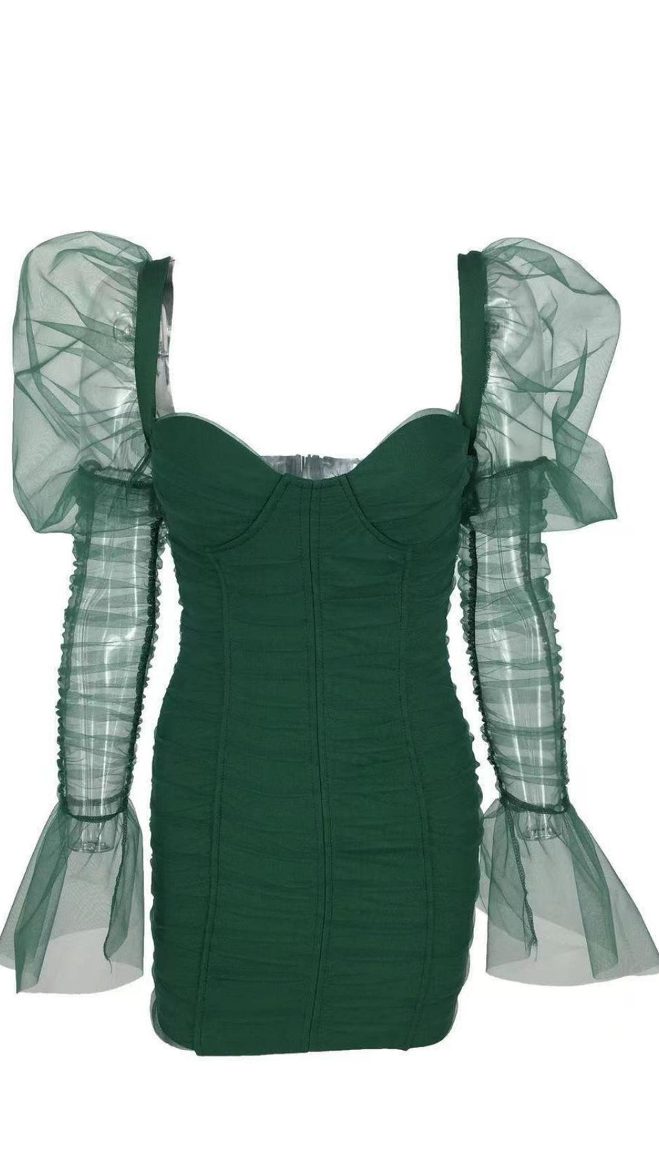 LONG SLEEVE MINI DRESS IN GREEN