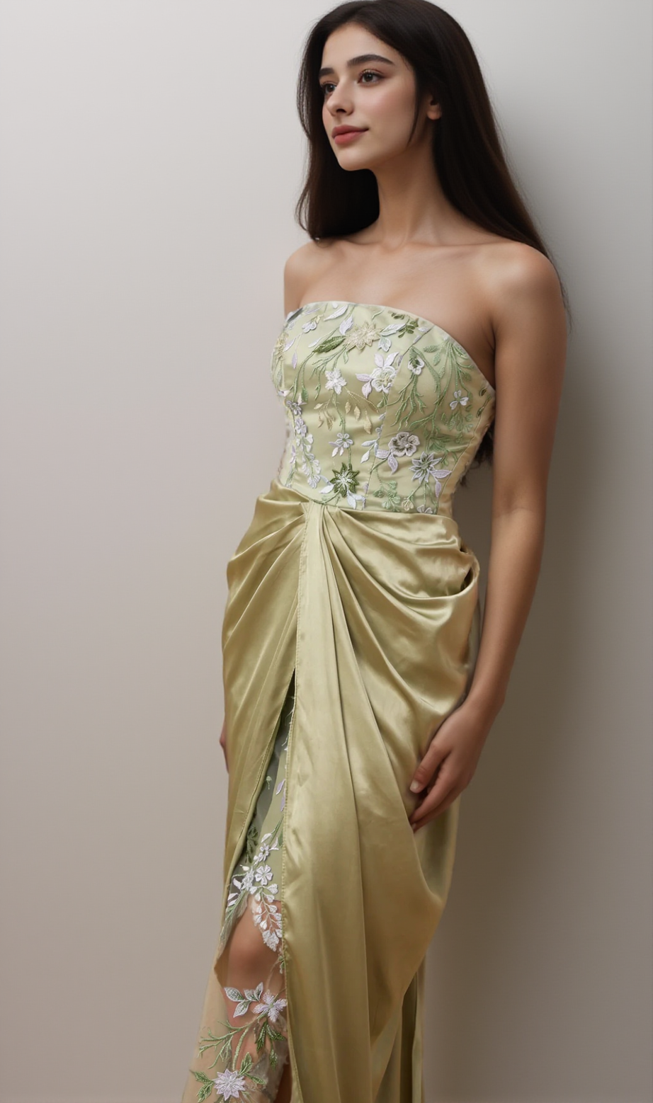 Flavia floral-embroidered panelled maxi dress